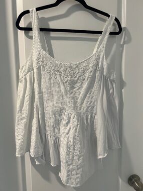 Lilka White Embroidered Cold-Shoulder Tank